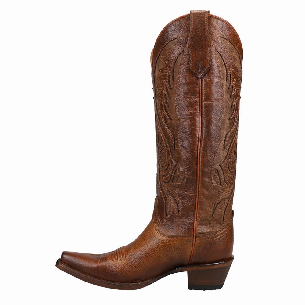 Matte Bronze Tooled Inlay Snip Toe Cowboy Boots