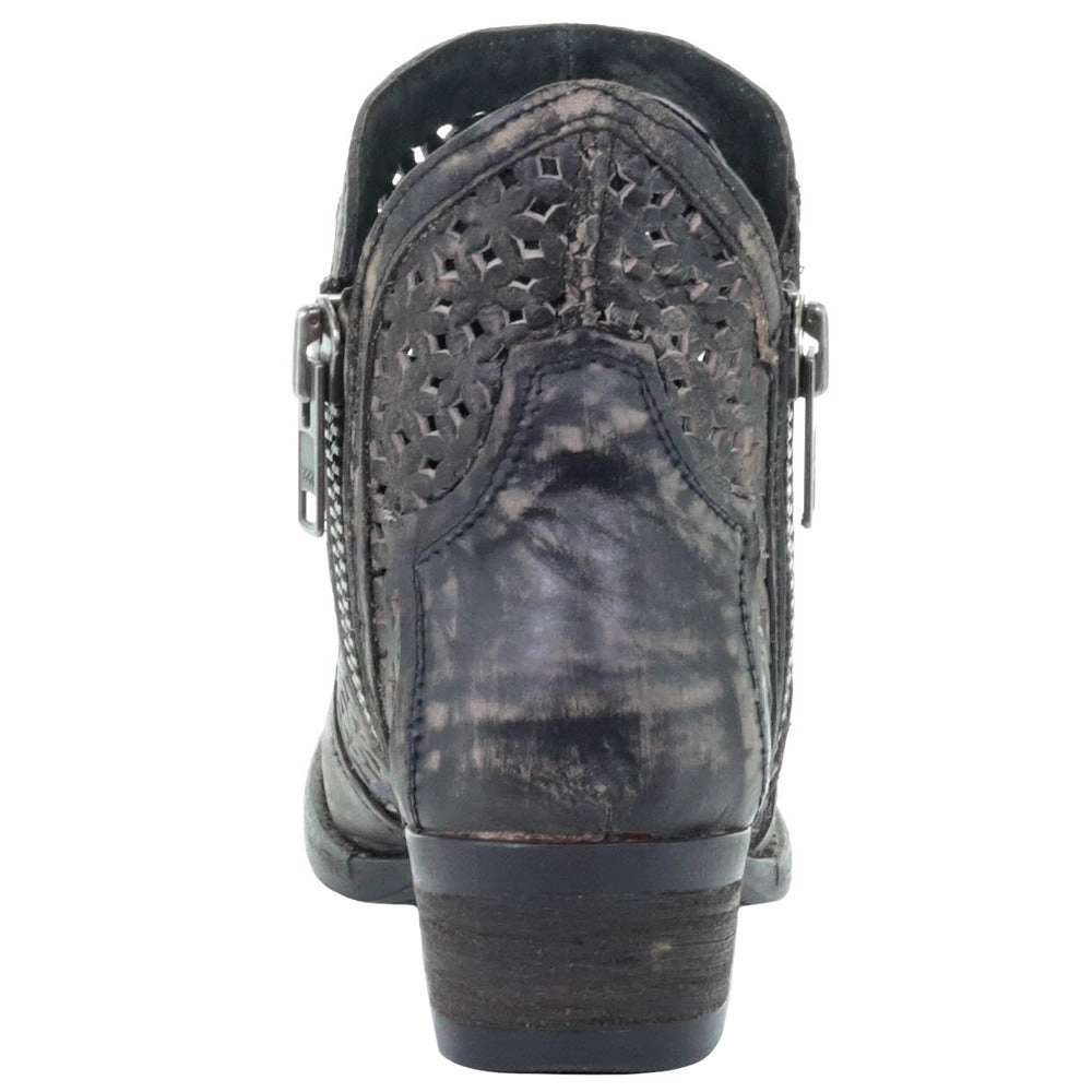 Hand Cut Zippered Round Toe Cowboy Booties street