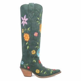 Wide Footbed Option Flower Power Embroidered Floral Snip Toe Pull On Cowboy Boots