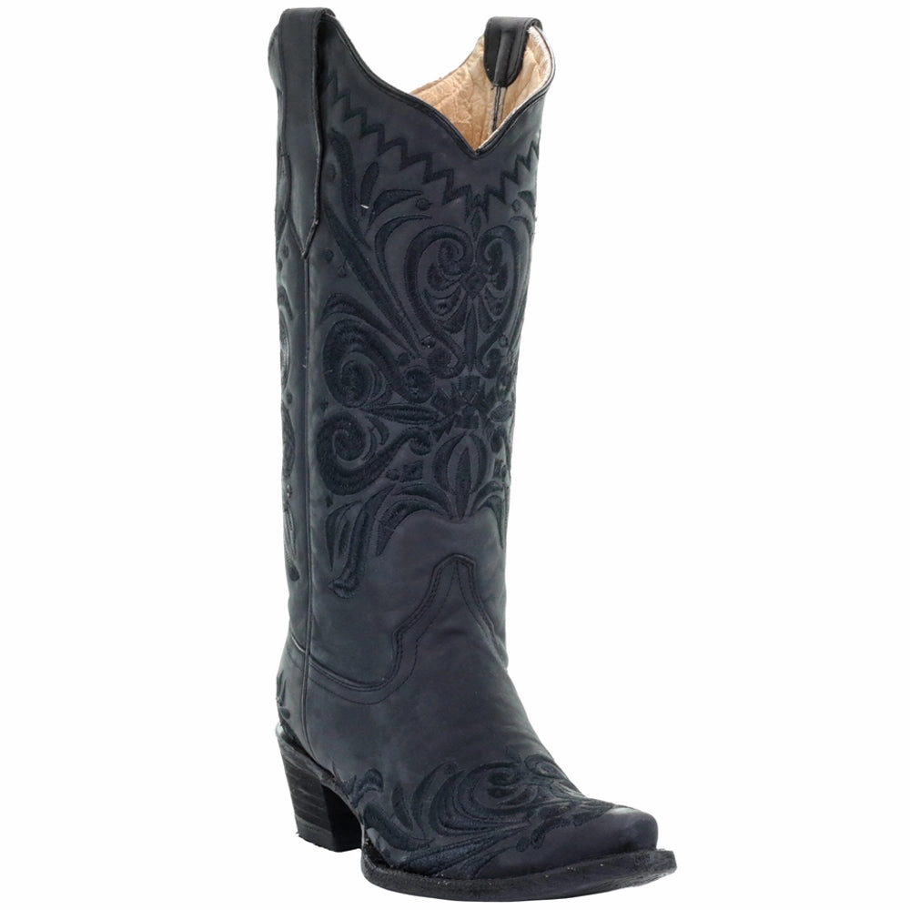 Filigree Embroidery Snip Toe Cowboy Boots least durable