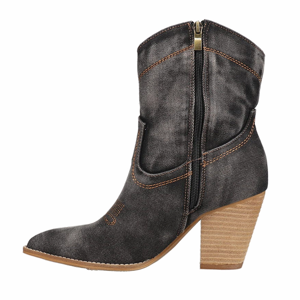 Anti Slip Traction Friends In Low Places Embroidery Pointed Toe Cowboy Booties