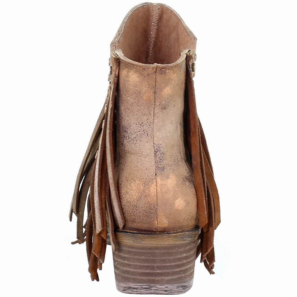 Thermal Regulating Fringe Studded Round Toe Cowboy Booties