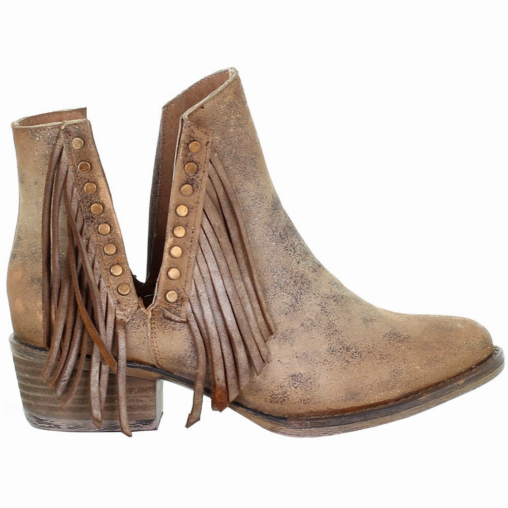 Activewear Fringe Studded Round Toe Cowboy Booties