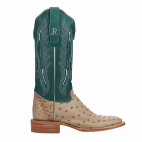 Thermal Regulating Full Quill Ostrich Embroidered Square Toe Cowboy Boots