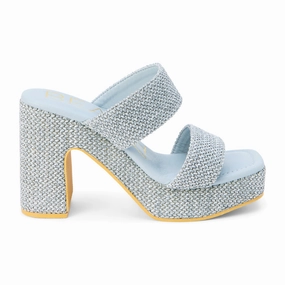 Non Toxic Coating Gem Platform Block Heel Sandals