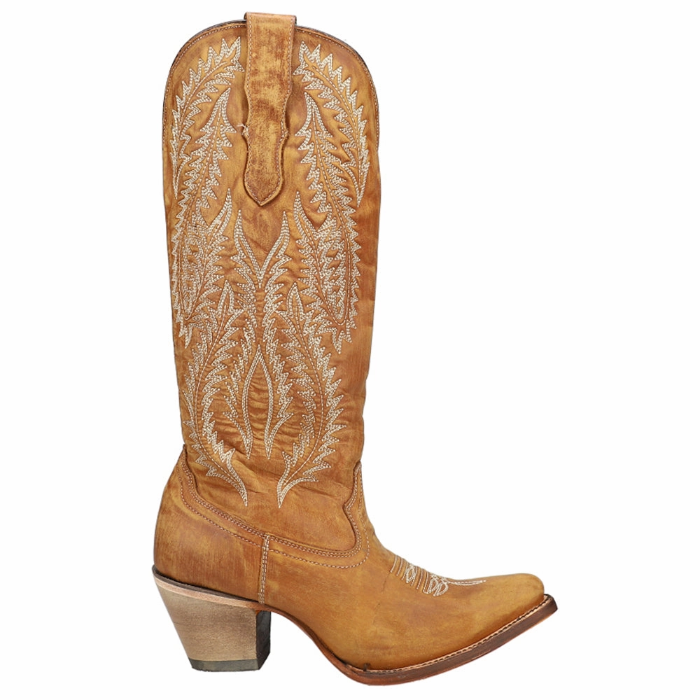 Gold Embroidery Round Toe Pull On Cowboy Boots Shock absorption tech Functional Design