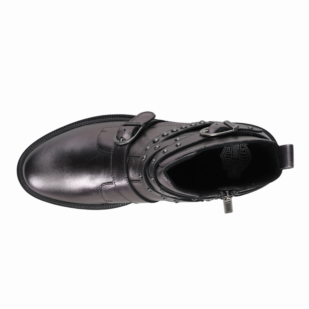 Sustainable Manufacturing Process Sturdy Heel Counter Carrigan Metallic Stud Zippered Motorcycle Boot