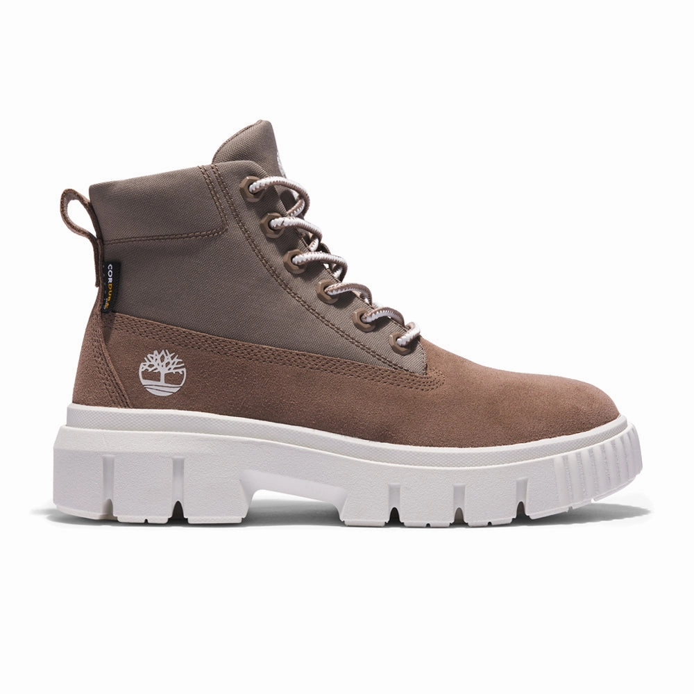 Reinforced Cushioning Greyfield Logo Round Toe Platform Lace Up Boots