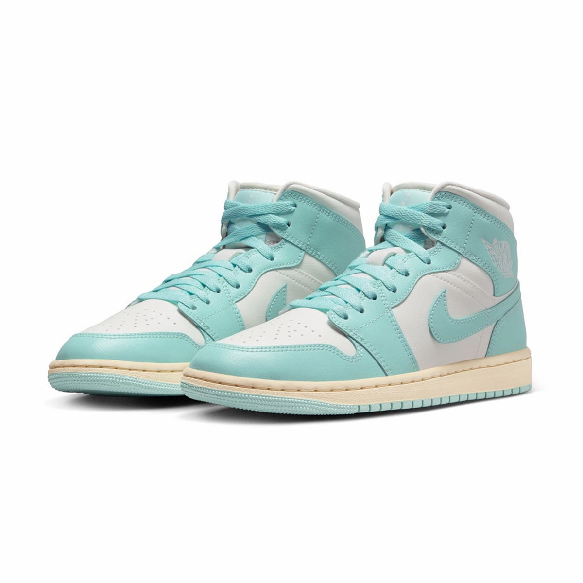 Wmns Air Jordan 1 Mid 'Light Dew Muslin' Heat Sealed Seam Technology suitable for amateurs
