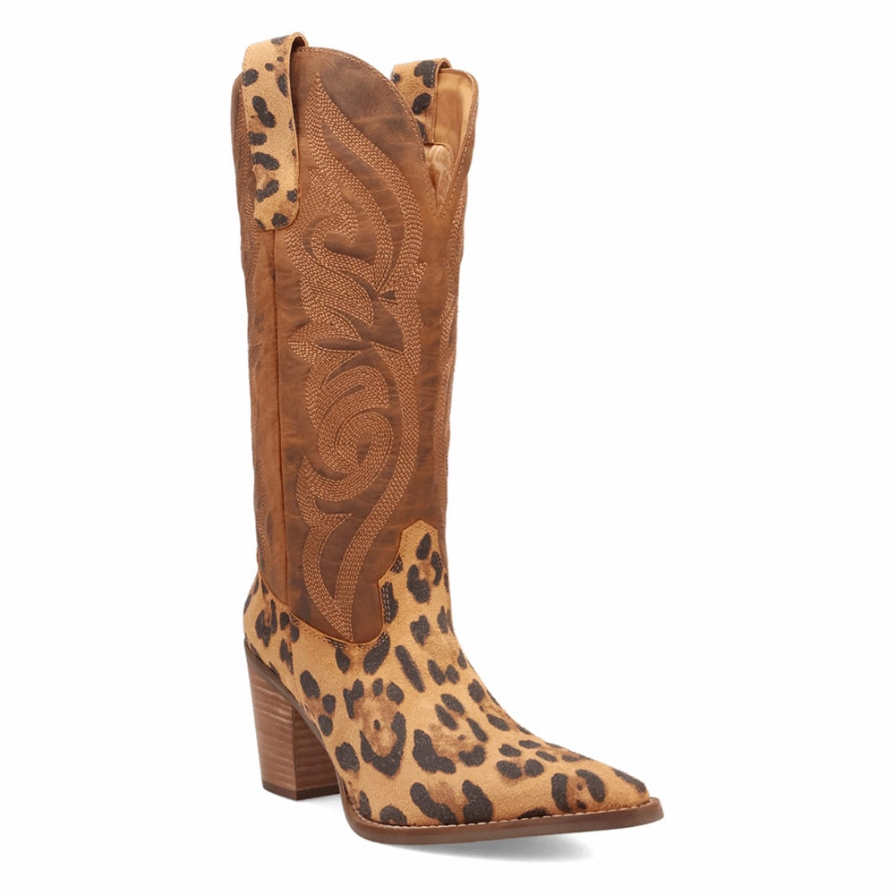 seniors' comfort wedge Hensley Leopard Embroidered Snip Toe Cowboy Boots