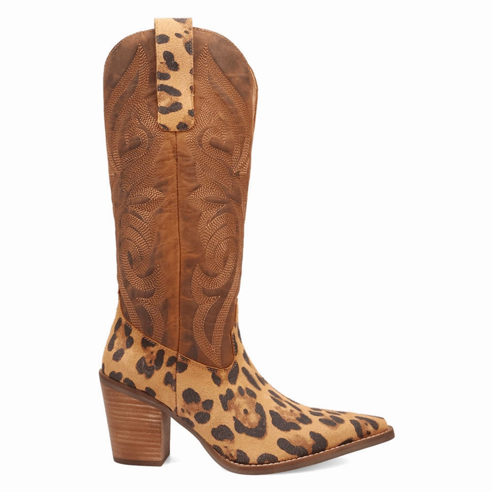 Hensley Leopard Embroidered Snip Toe Cowboy Boots Soft foam padding