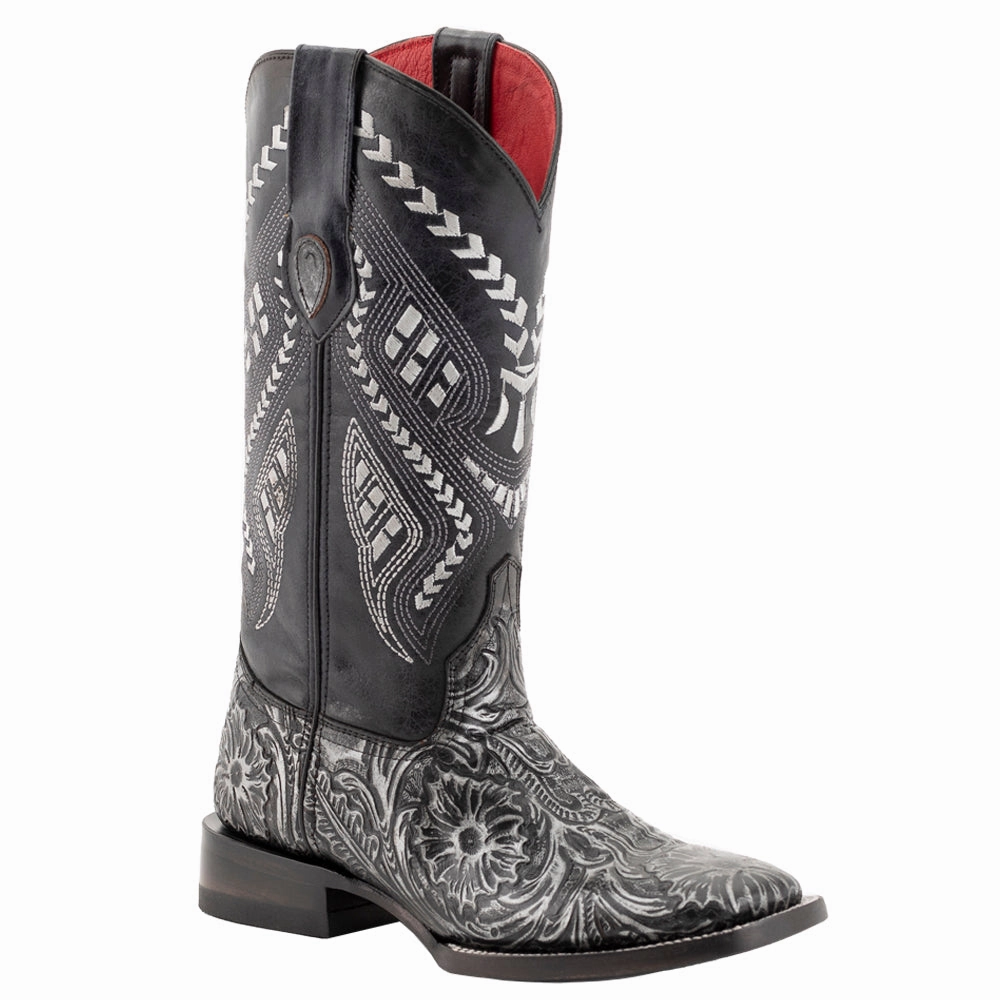 Cleopatra Embossed Square Toe Cowboy Boots Seamless Internal Structure