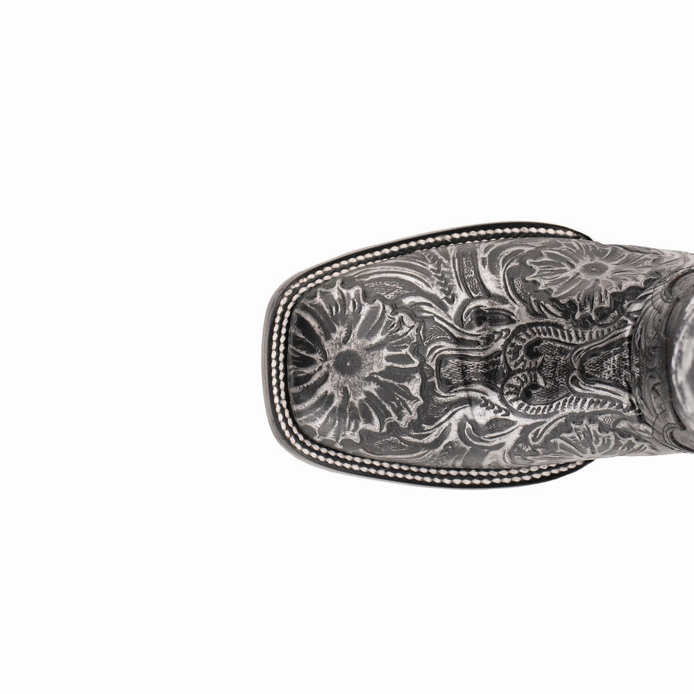 Rubberized Traction Elevated shock absorption Cleopatra Embossed Square Toe Cowboy Boots