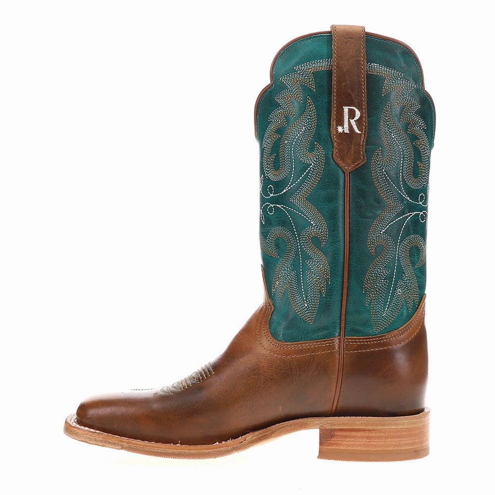 Honey Cowhide Embroidered Wide Square Toe Cowboy Boots Sportswear students