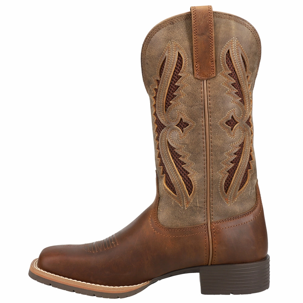 Hybrid Rancher VentTEK 360 Tooled-Inlay Square Toe Cowboy Boots Seamless Upper Design Casual Ease