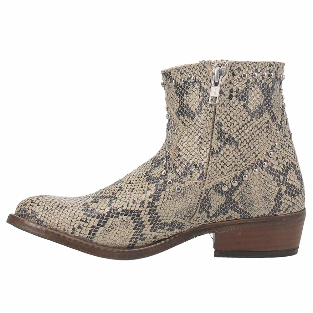 Clementine Snake Print Round Toe Studded Booties least running