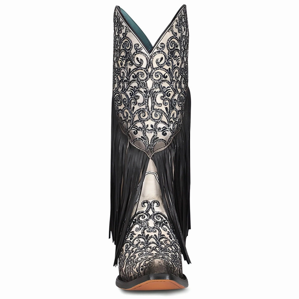 Crater Fringe Glitter Tooled Inlay Snip Toe Cowboy Boots tennis shoes