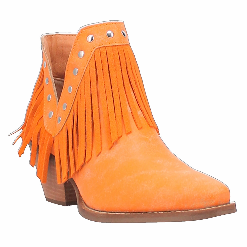 Fine N' Dandy Fringe Studded Snip Toe Pull On Cowboy Booties Edgy Slip-resistant look