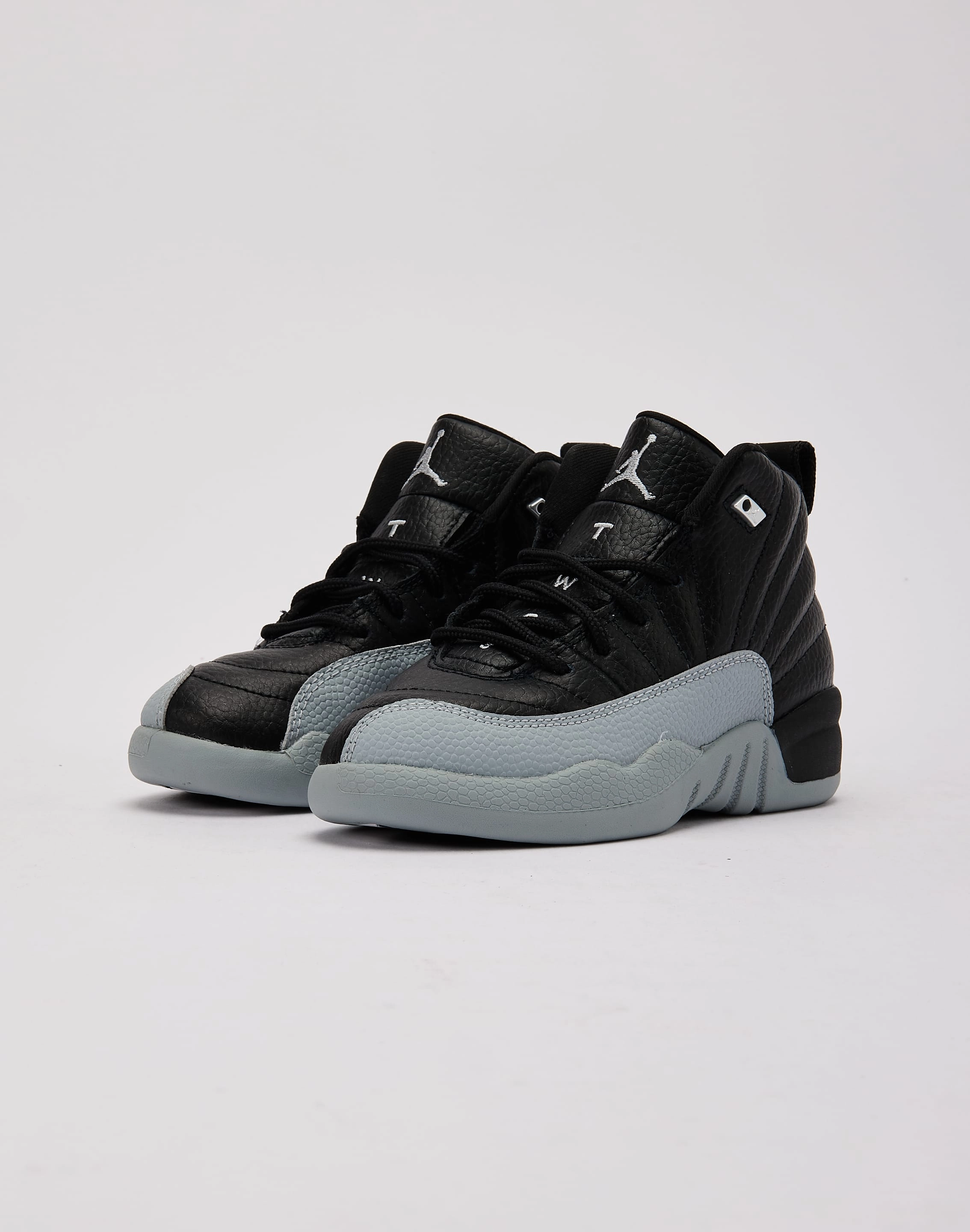 Jordan Air Jordan 12 Retro 'Black Wolf Grey' Pre-School cushioned user Bendable Sole Design