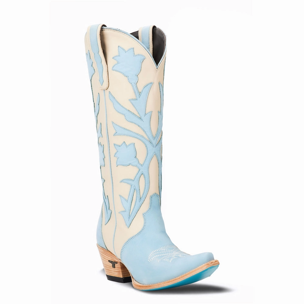 Microfiber Edge Binding Jolene Tooled Inlay Floral Snip Toe Cowboy Boot
