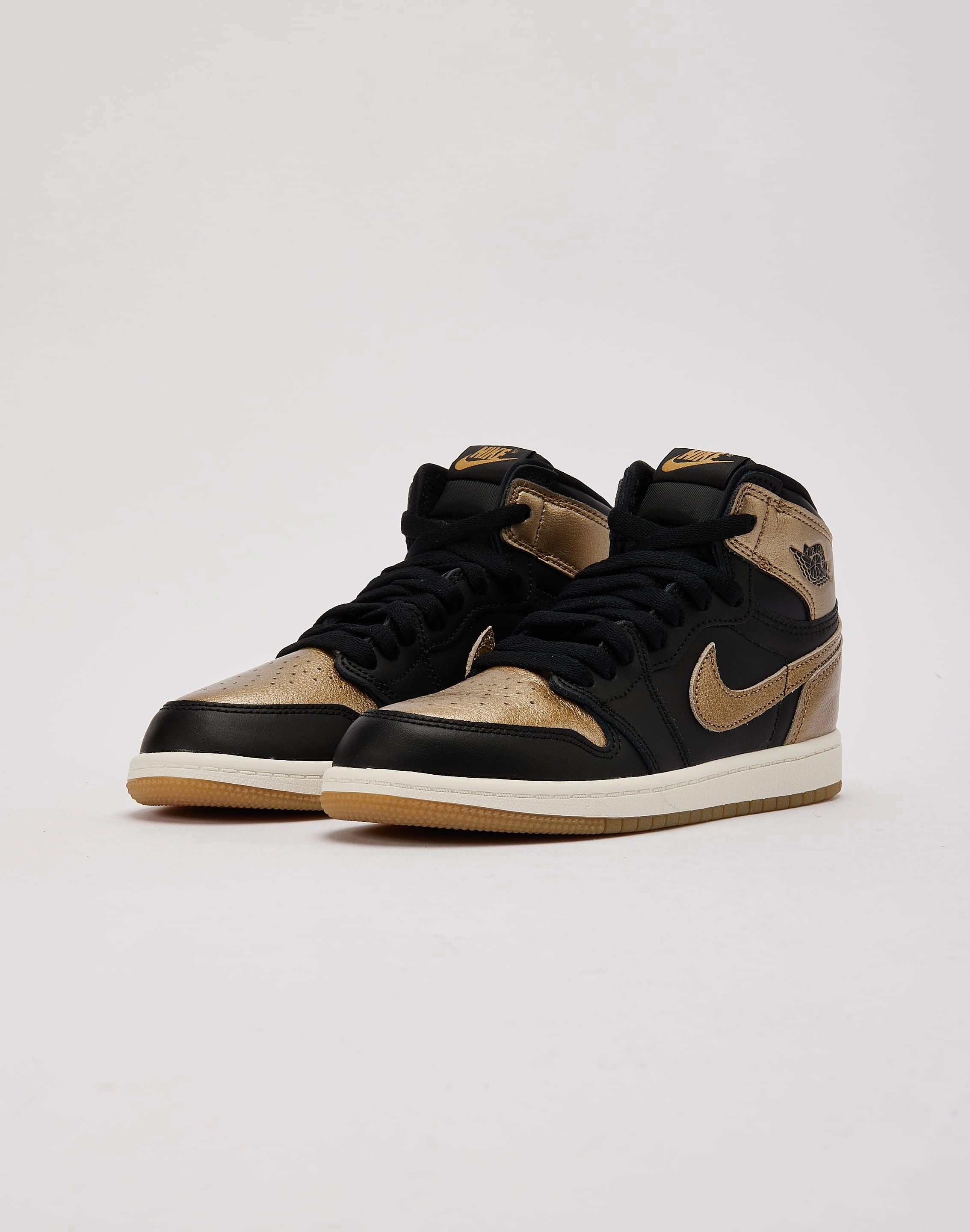Jordan Air Jordan 1 Retro High OG ??Black And Gold?? Pre-School Glam traction Hypoallergenic Insoles