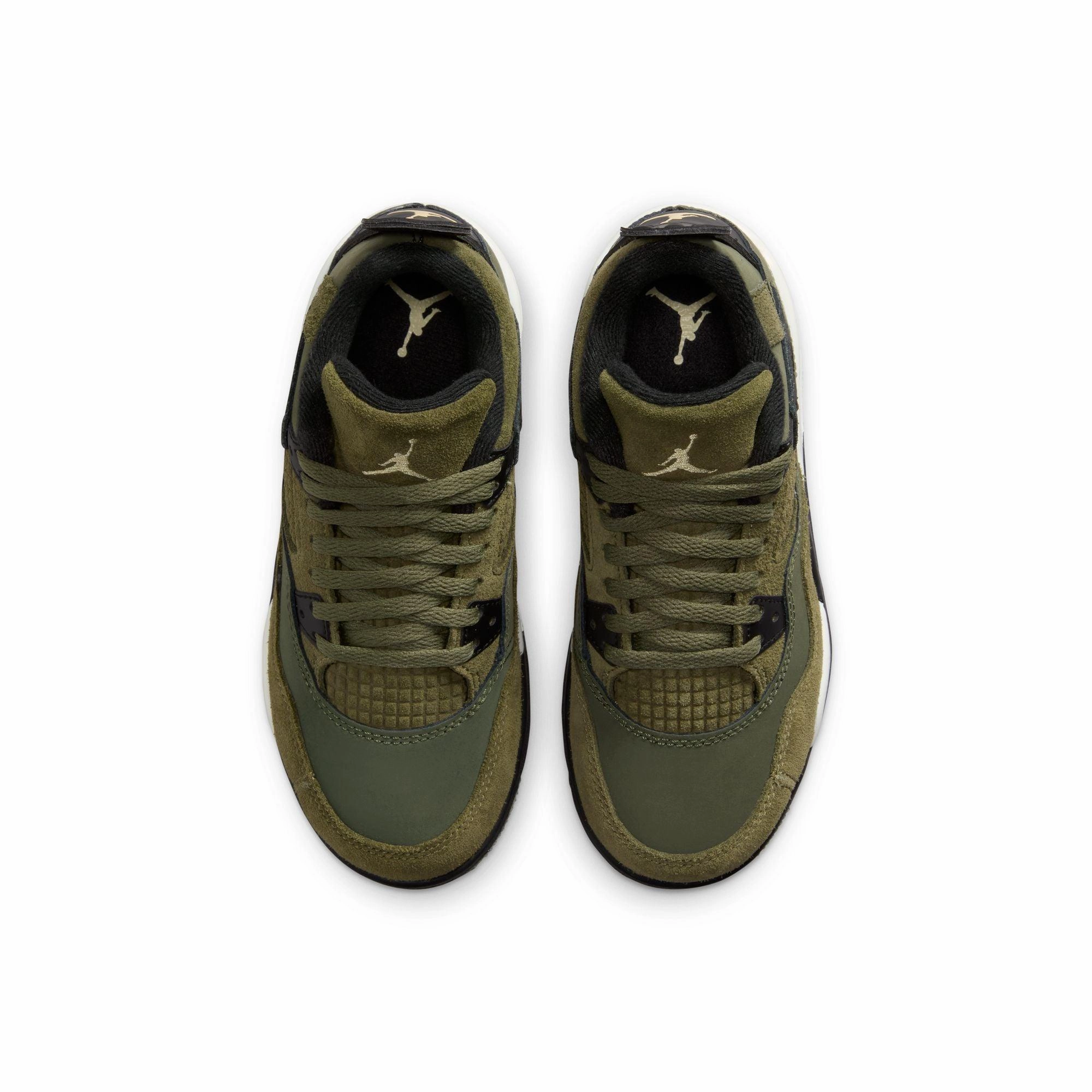 Kids' Air Jordan 4 Retro SE Craft 'Medium Olive' buckle - closure football players - specific functions