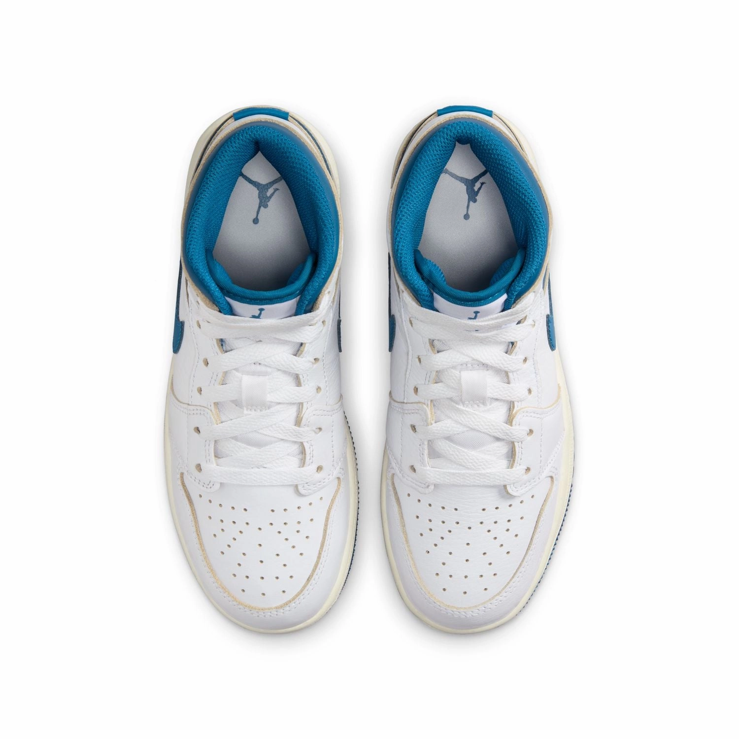 Kids Air Jordan 1 Mid 'White Industrial Blue' Motion Control System slim fit