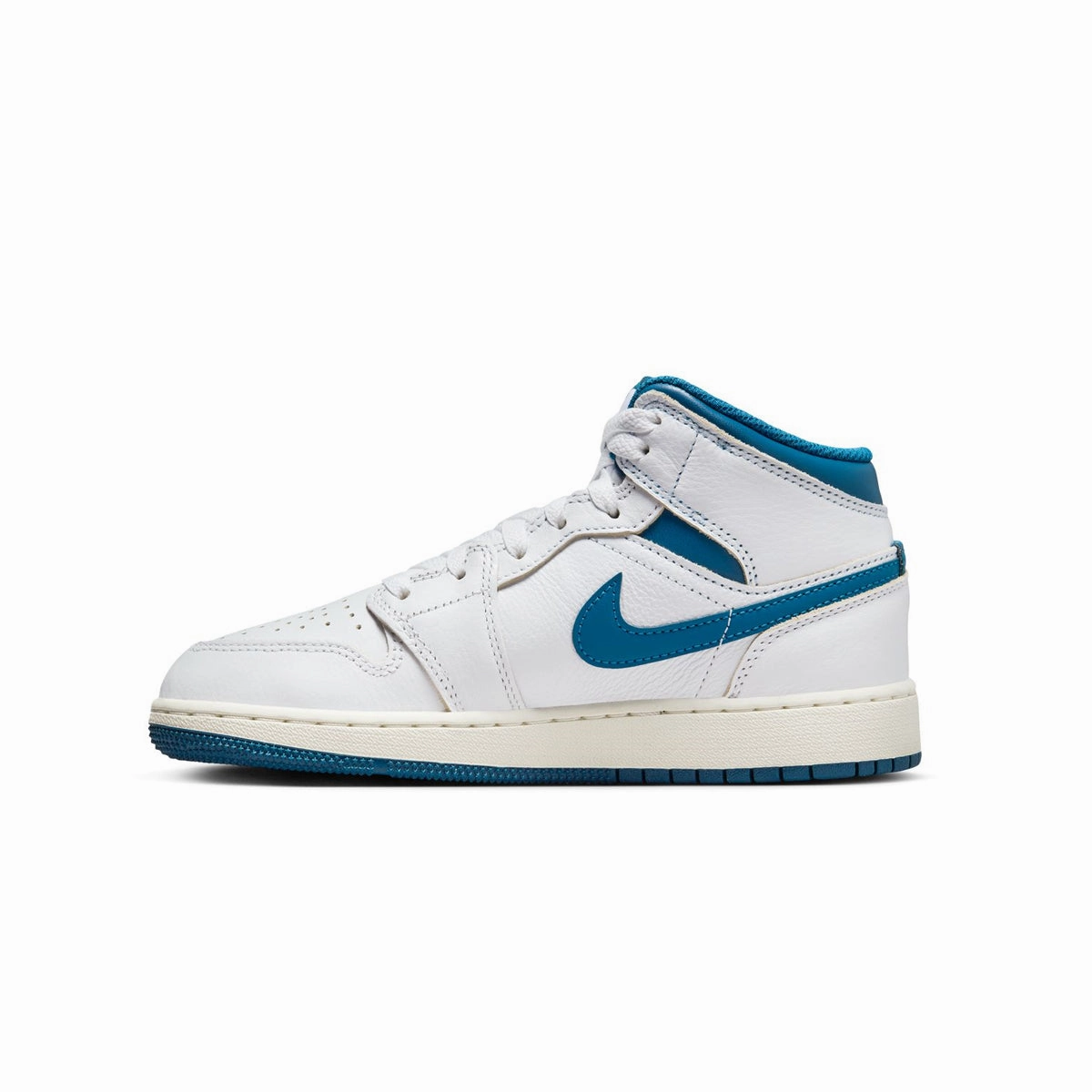 Kids Air Jordan 1 Mid 'White Industrial Blue' Eco Friendly Components