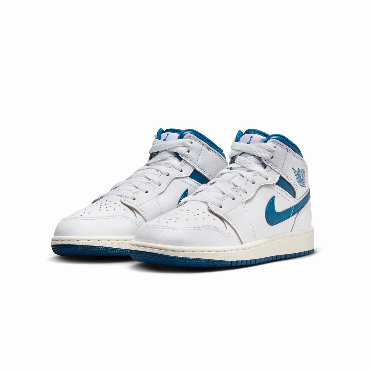 Kids Air Jordan 1 Mid 'White Industrial Blue' Vaporize Moisture Control