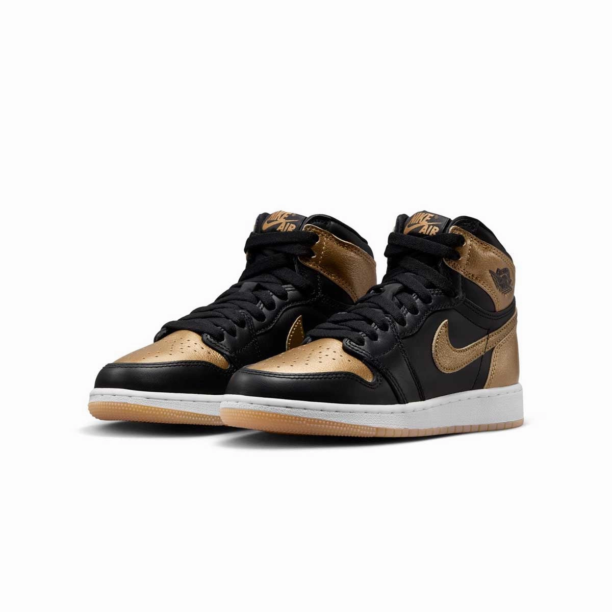 Kids Air Jordan 1 Retro High OG 'Black Metallic Gold' Sculpted durability