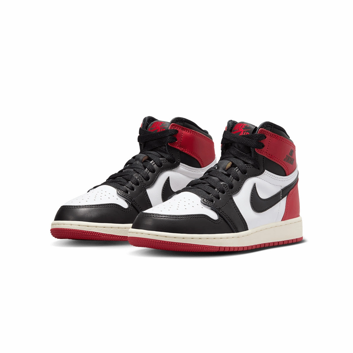 wide - fitting Bendable Sole Design Kids Air Jordan 1 Retro High OG 'Black Toe Reimagined'
