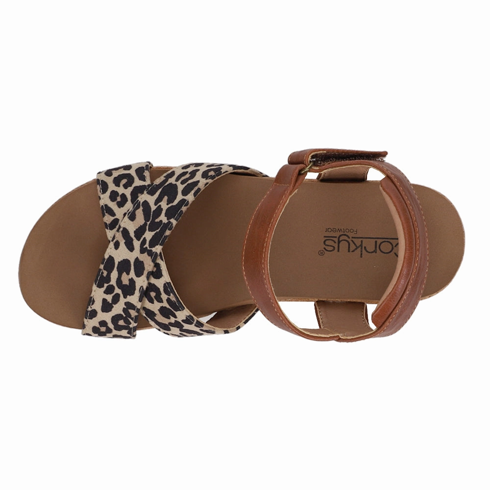 All-weather breathability Kindle Leopard Print Ankle Strap Wedge Sandals