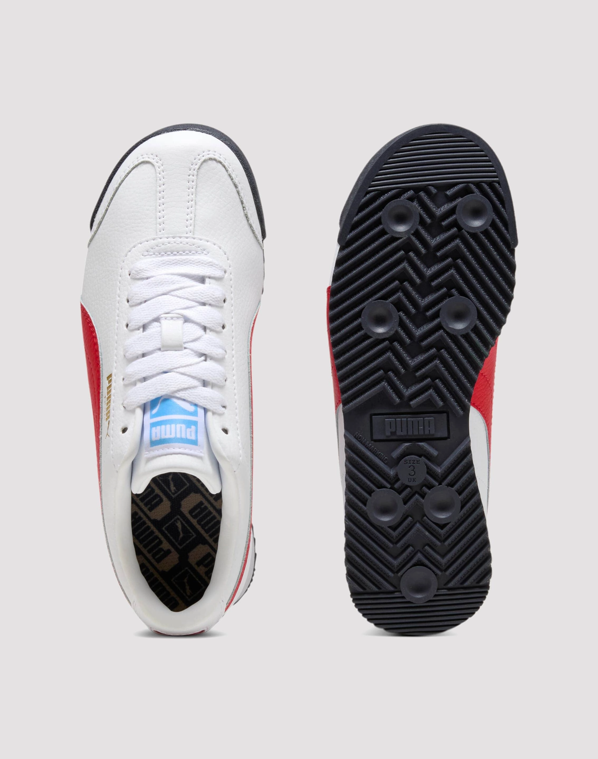 Machine washable Puma Roma 24 Standard Grade School Boys' "White/Red/Blue"