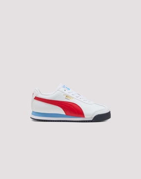 Puma Roma 24 Standard Grade School Boys' "White/Red/Blue" School kids' stuff Hygienic Footbed