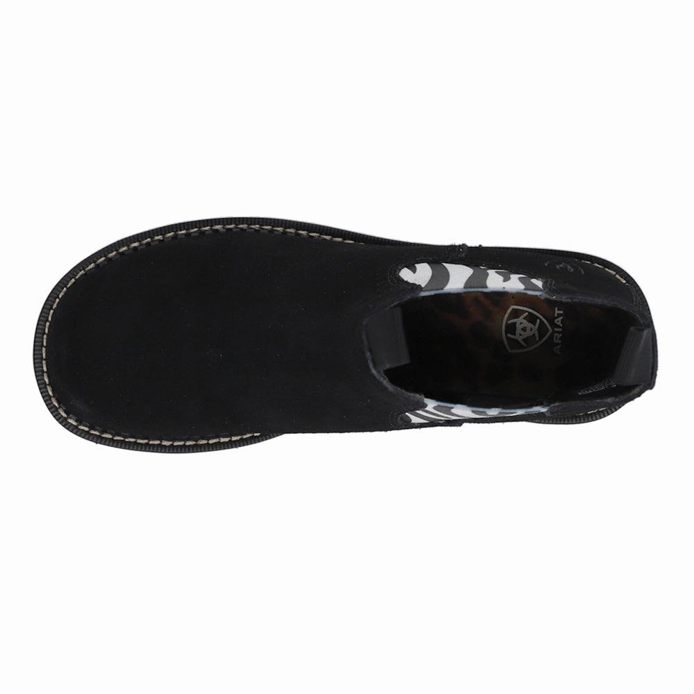 Fatbaby Twin Gore Zebra Print Round Toe Pull On Chelsea Boots extra-large