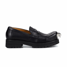Leather Moccasin Moggies 'Black' Elevated Sole