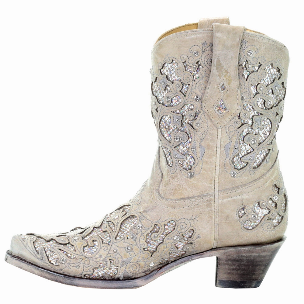 Glitter Rhinestone Snip Toe Pull On Cowboy Boots adults' choices High-top