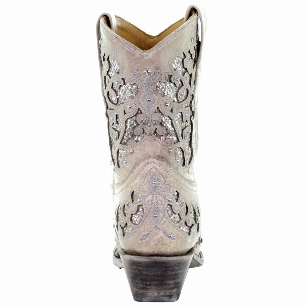 Glitter Rhinestone Snip Toe Pull On Cowboy Boots Skating