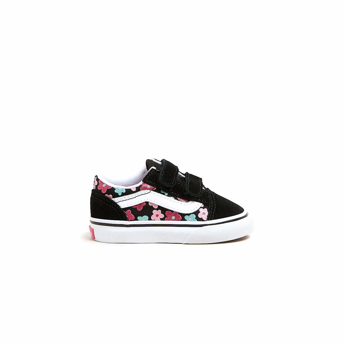 Toddlers Old Skool Hook & Loop 'Flower Glitter' Padded Edge