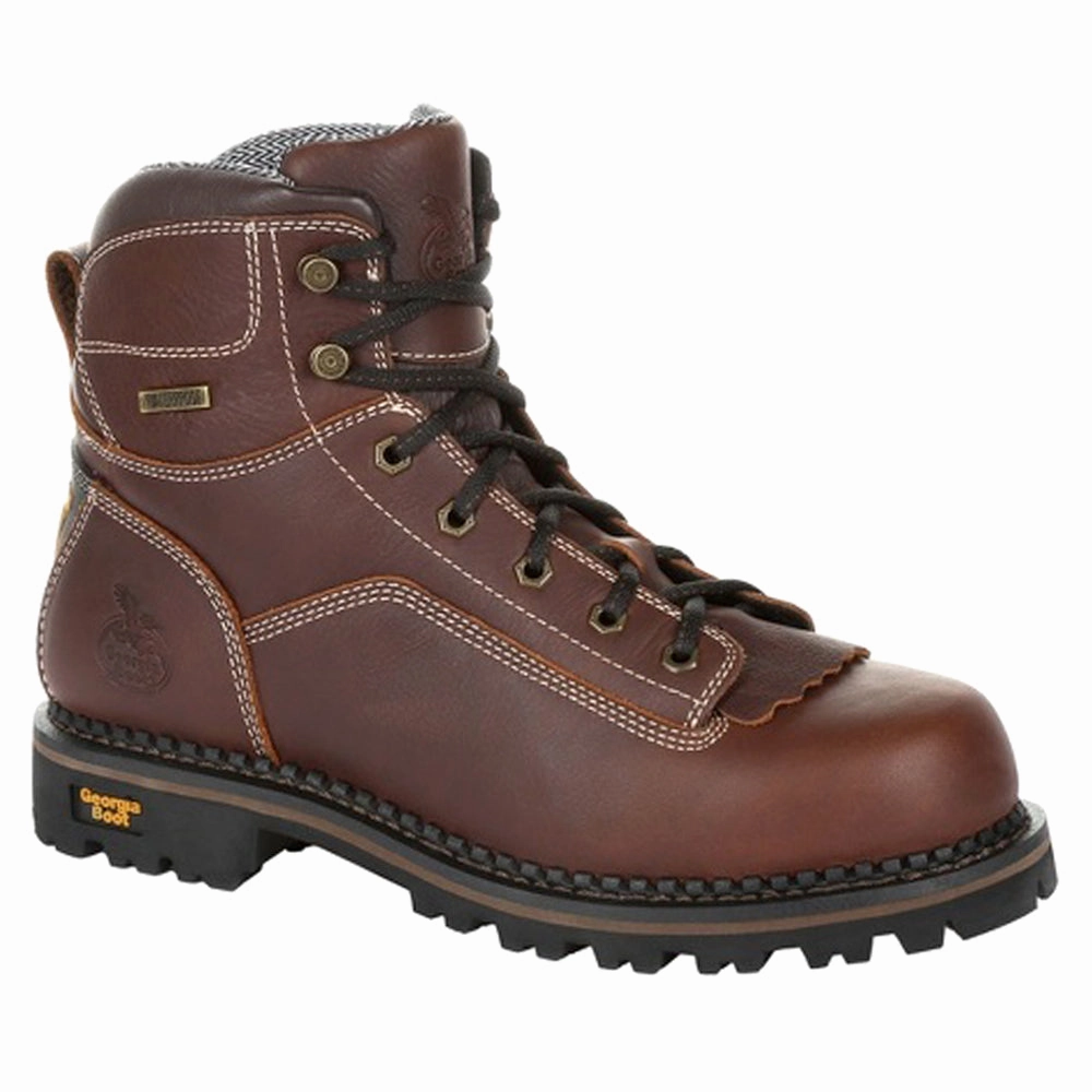 Logger 6 Inch Waterproof Soft Toe Work Boots Flexible Soft Leather