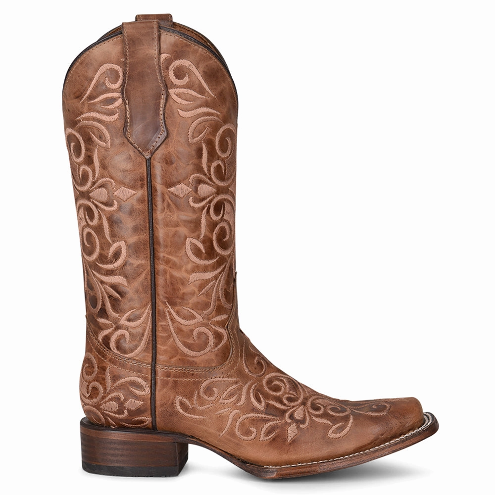 LD Honey Embroidered Square Toe Cowboy Boots Chic Comfort Ankle Stabilization