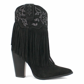 Crazy Train Fringe Embroidery Pointed Toe Zippered Cowboy Booties Heat Sealed Seam Technology