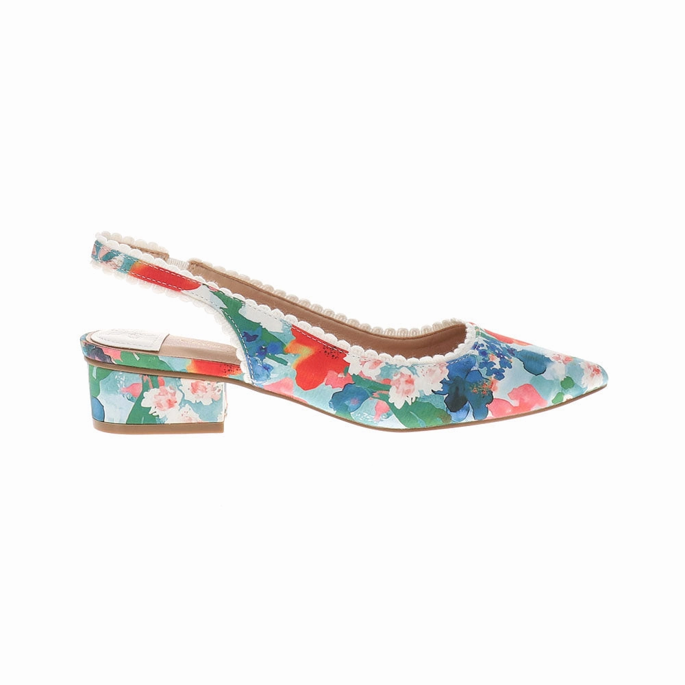 Mango Floral Pointed Toe Slingback Pumps least trendy moccasins