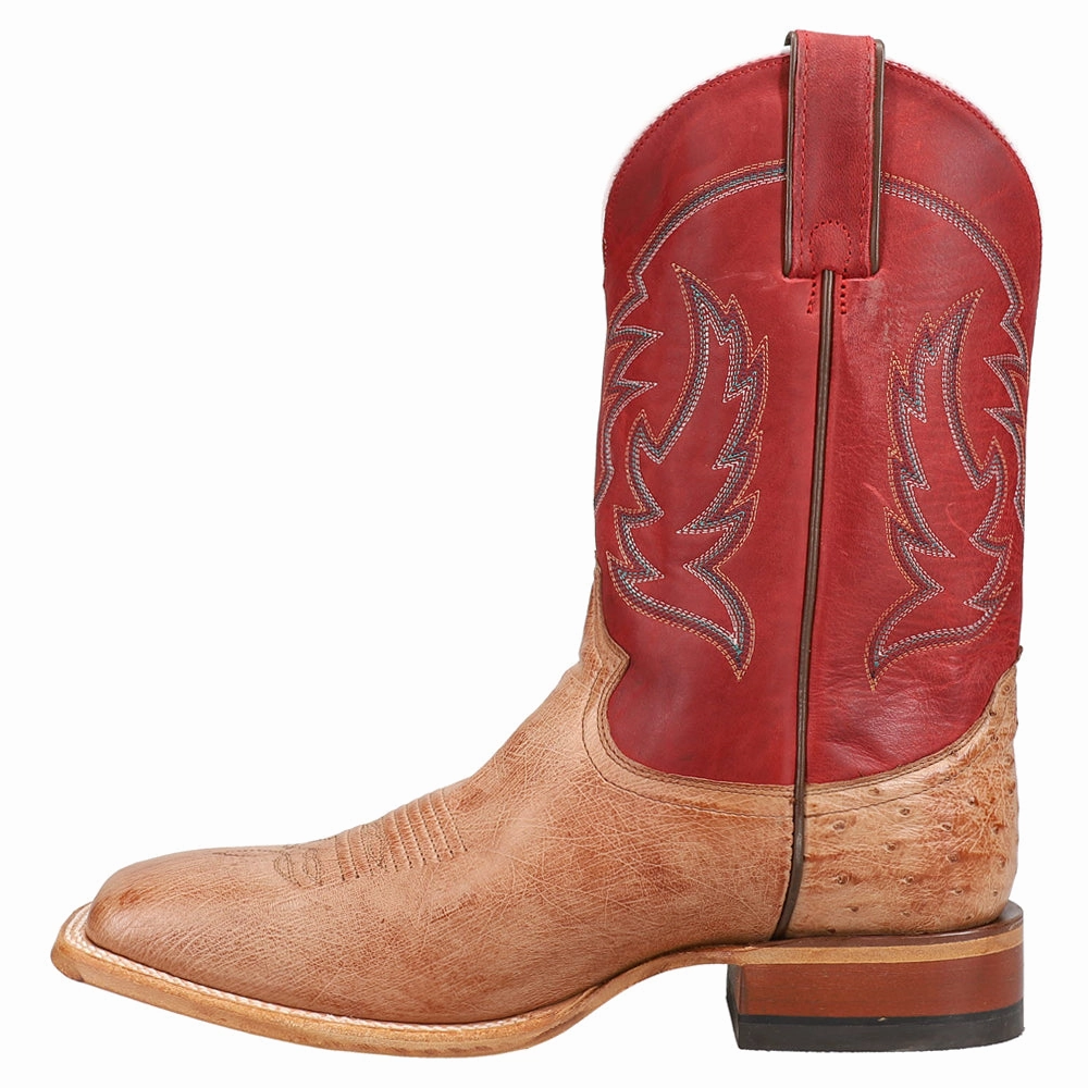McLane 11 Inch Smooth Ostrich Square Toe Cowboy Boots High Traction Urban Commute