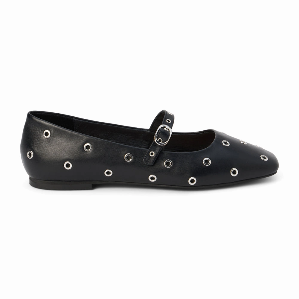 Adjustable Heel Strap Athletic materials Mick Studded Mary Jane Ballet Flats