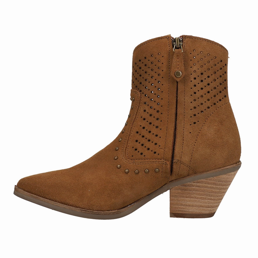 Sustainable Manufacturing Miss Priss Cut-Outs Studded Pointed Toe Zippered Cowboy Booties