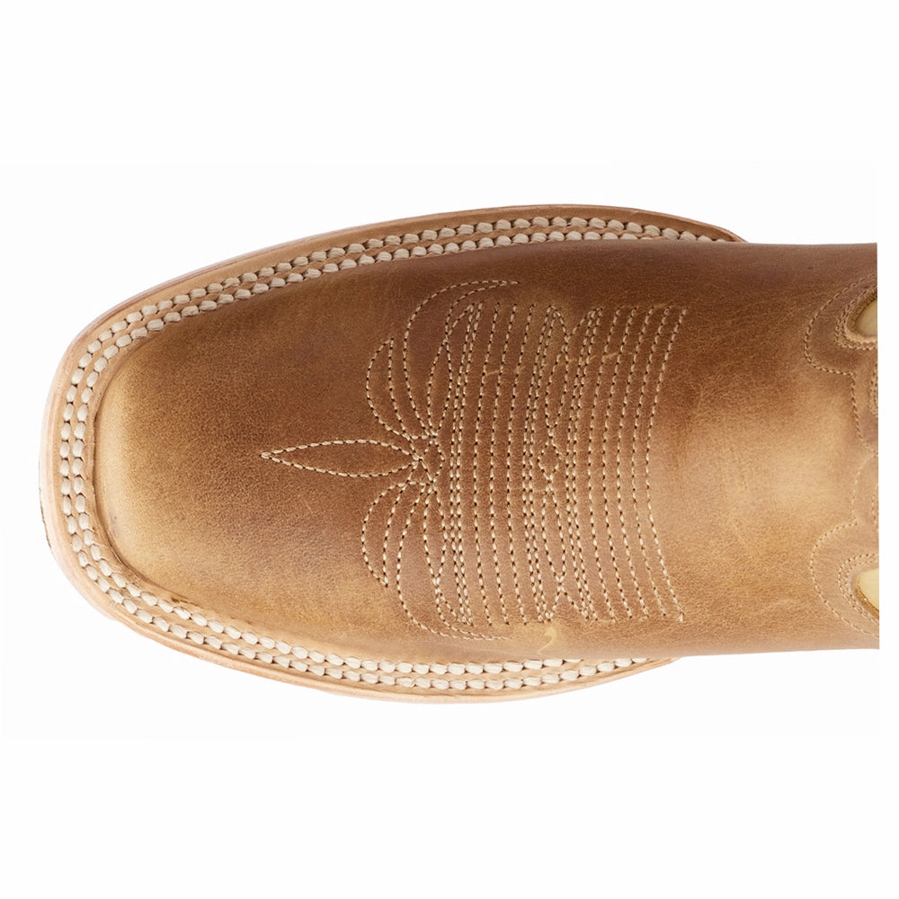 Classic Embroidered Square Toe Cowboy Boot Non Binding Collar microfiber