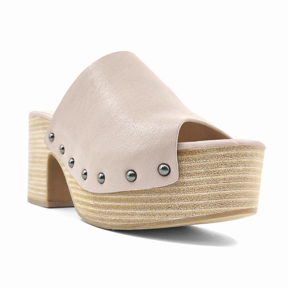 Gina Studded Platform Wedge Sandals Flexible Midsole Design city shoes