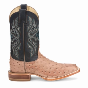 Moseley 11 Inch Full Quill Ostrich Square Toe Cowboy Boots Impact Guard High-Quality Leather