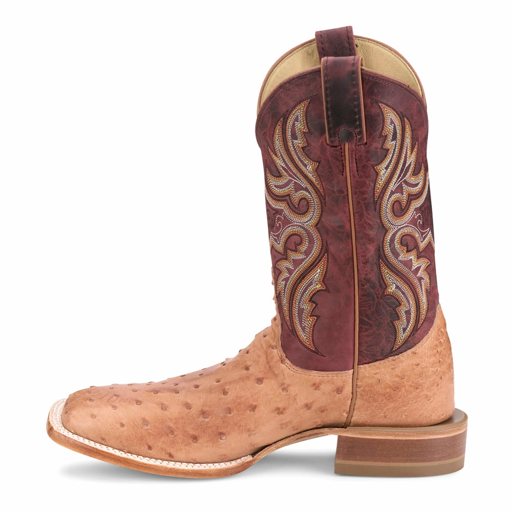 Mixed Textures Moseley 11 Inch Full Quill Ostrich Square Toe Cowboy Boots